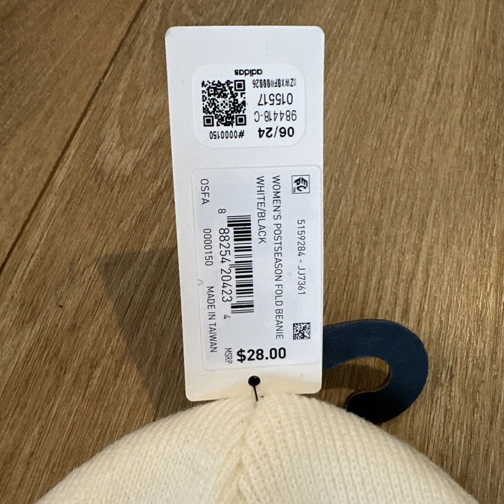 Adidas‎ Logo Women's Postseason Fold Beanie Magic White /Black NWT - Picture 3 of 7